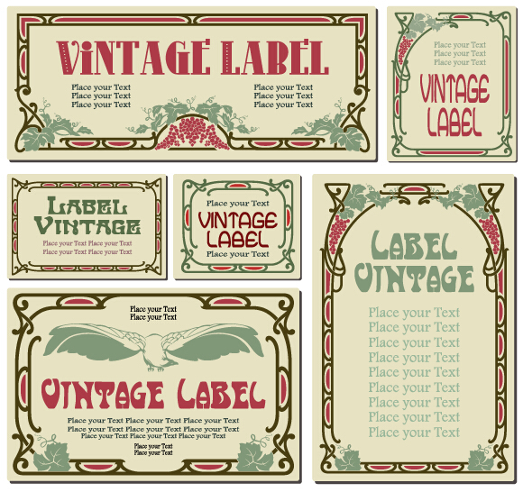 vintage labels frame colored 