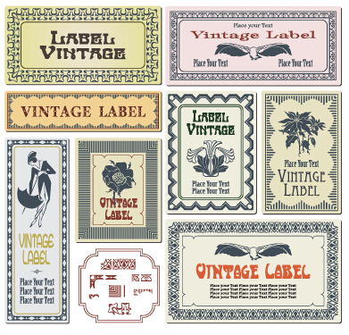 vintage labels frame colored 