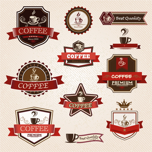 Vintage label coffee vectors material 02