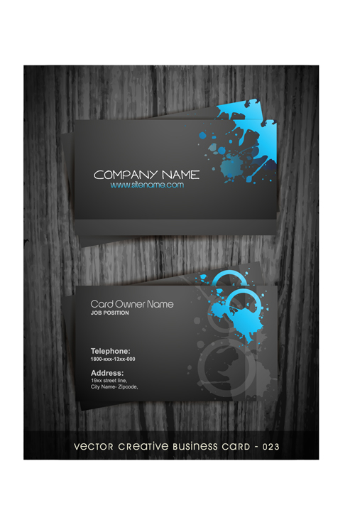 Watercolor splash business cards vector graphic 01