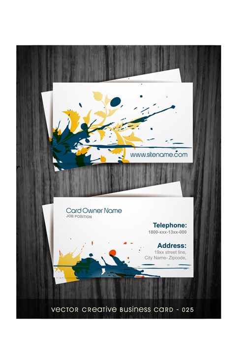ash business cards vector graphic 02 Watercolor splash business cards vector graphic 02