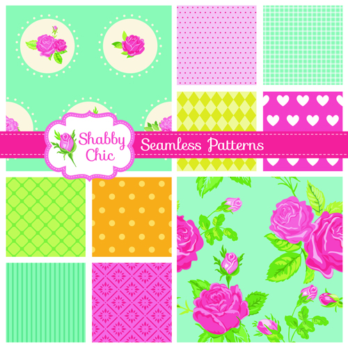 Wedding labels with seamless pattern vector 02