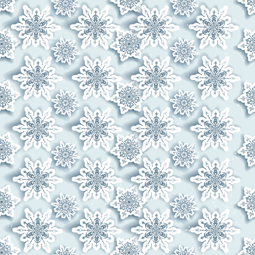 White snowflake paper vector christmas pattern