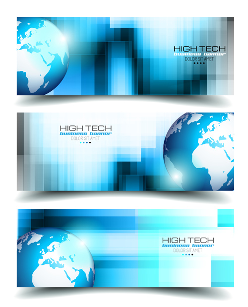 World with high tech banners vector 01 World with high tech banners vector 01