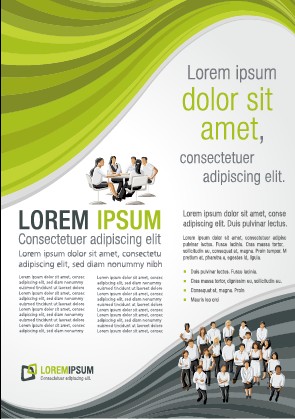 Business people with brochure cover vector 04