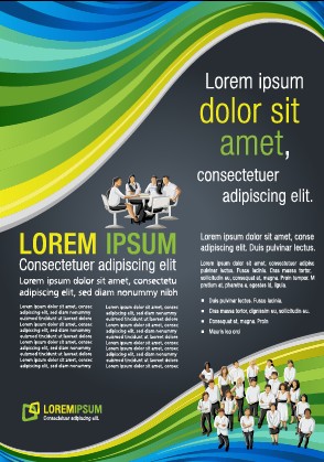 Business people with brochure cover vector 05