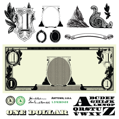 Set of Dollar design elements vecot 01