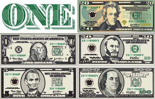 Set of Dollar design elements vecot 02