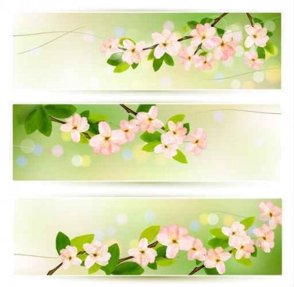Flower green banners vectors Flower green banners vectors