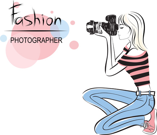 Set of Fashion Beautiful Girls vector 01