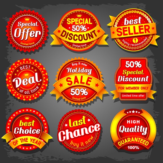 holiday sale red labels vector set holiday sale red labels vector set