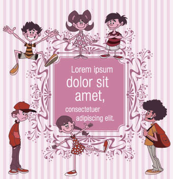 funny kids with Speech Bubbles vector 02