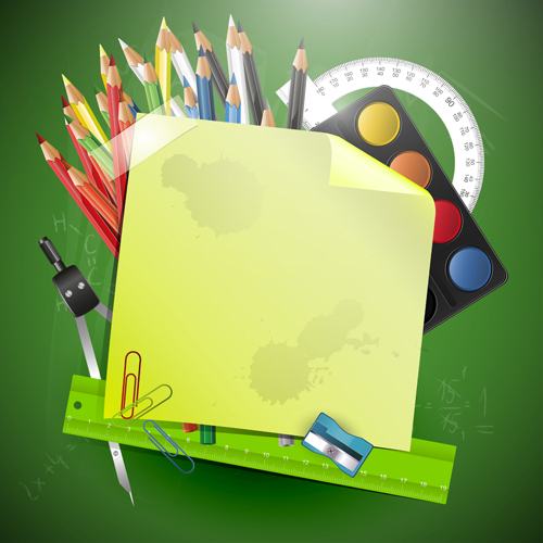 School accessories elements vector 02