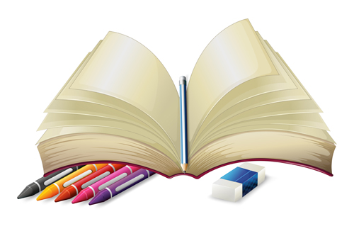 School accessories elements vector 03