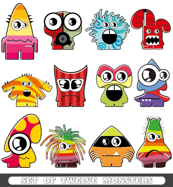 Vector of Funny cartoon monsters 01