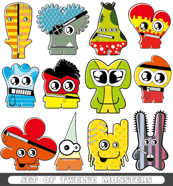 Vector of Funny cartoon monsters 02