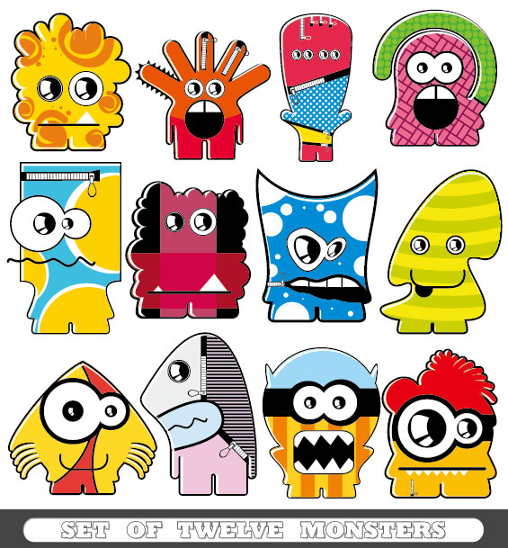 Vector of Funny cartoon monsters 03
