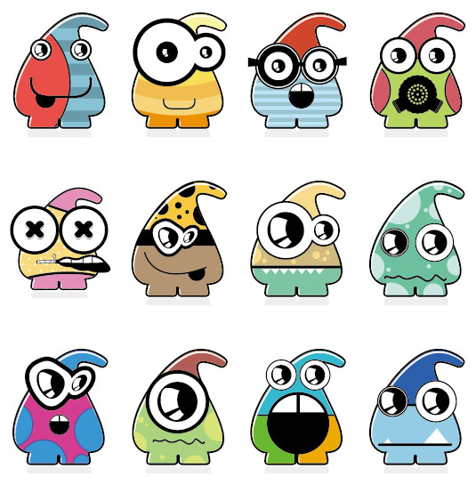 Vector of Funny cartoon monsters 04