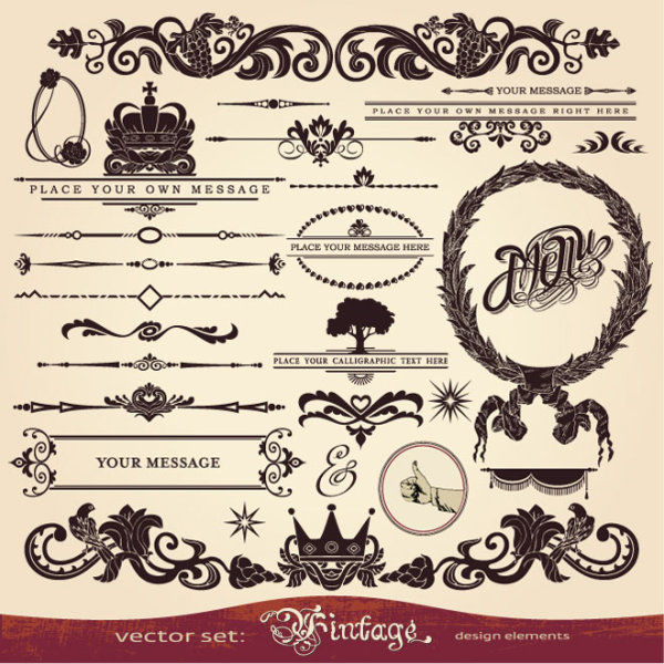 European style Decorative pattern Lacy vector 01
