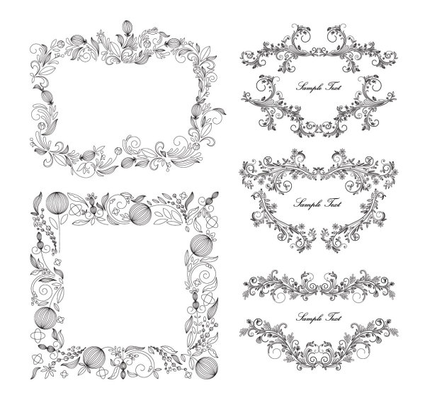 classical floral frame vector