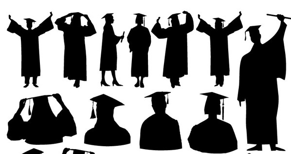 Graduation figures silhouette design vector