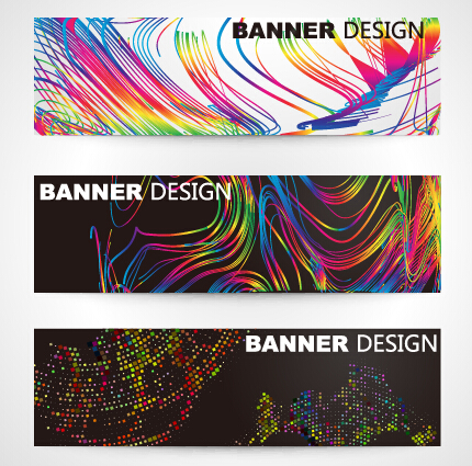 Abstract colored lines banner vector 01