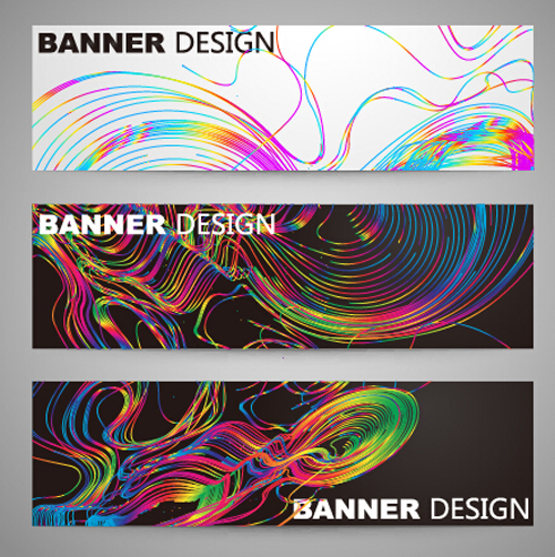 Abstract colored lines banner vector 02