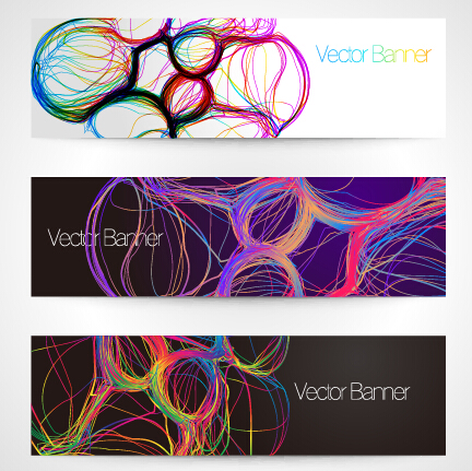 Abstract colored lines banner vector 03