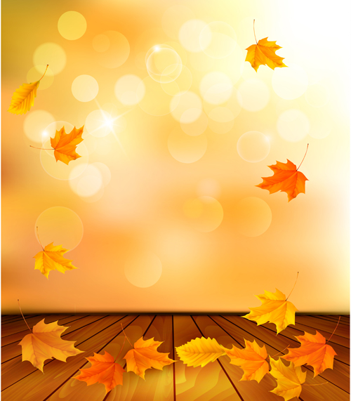 Beautiful Autumn leaves background vector 04