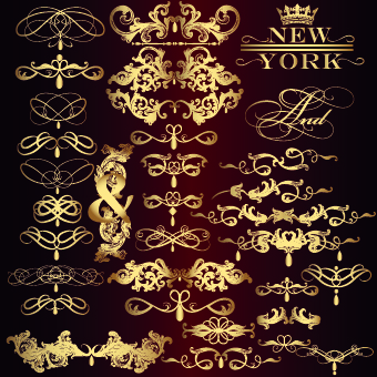 Calligraphic gold style ornament vector