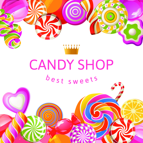 Candy with sweet shop background vector 03