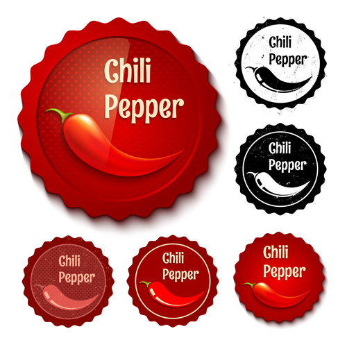 Chili retro labels vector material