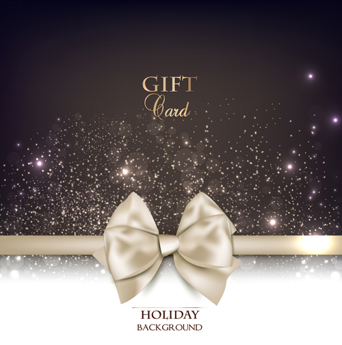 Christmas cards with bows design vector 05
