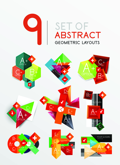 Colored origami infographic elements illustration vector 01
