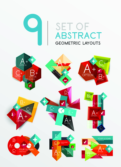 origami infographic illustration elements colored 