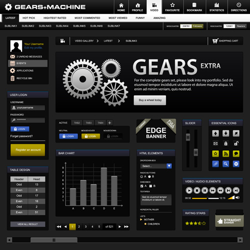Creative black template website vector design 01 Creative black template website vector design 01