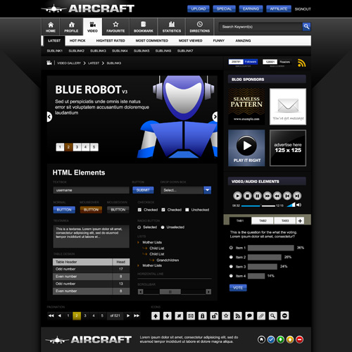 Creative black template website vector design 02 Creative black template website vector design 02