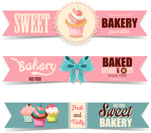 Cute cupcake banners vectors Cute cupcake banners vectors