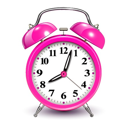 Cute pink alarm clock design vector