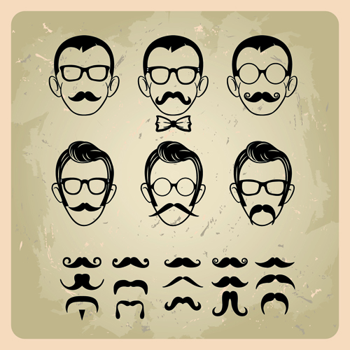 Mans Faces design vector 02