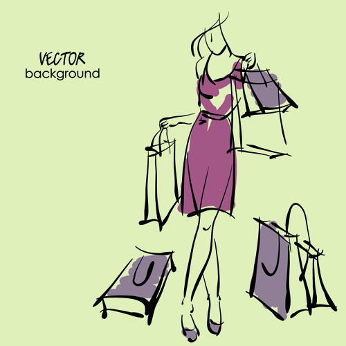 Hand drawn Fashion Woman background 02