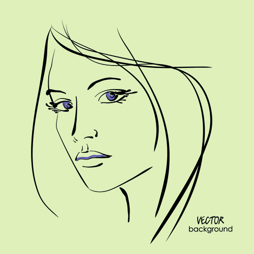 Hand drawn Fashion Woman background 03