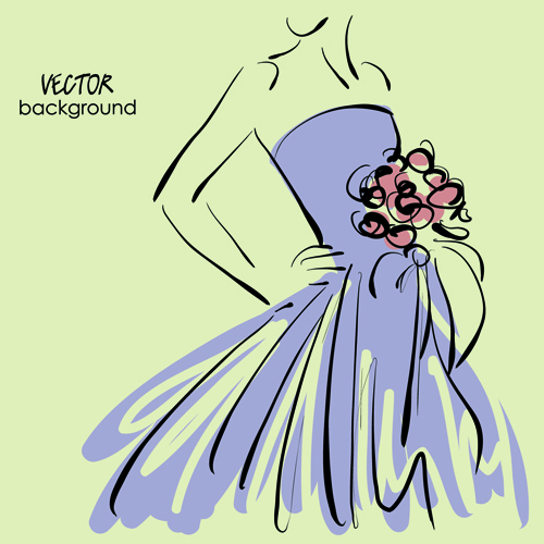 Hand drawn Fashion Woman background 04