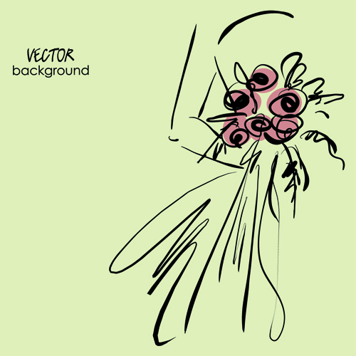 Hand drawn Fashion Woman background 05