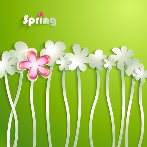 Vivid Paper Flowers design vector 02