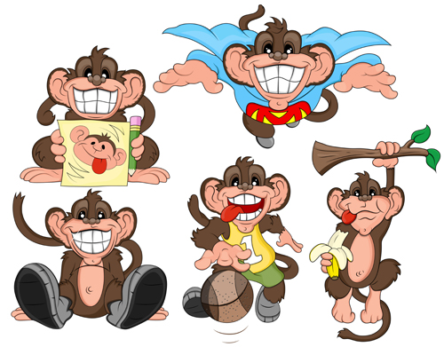 Vector Icon Photoshop funny cartoon monkey cartoon brushes 