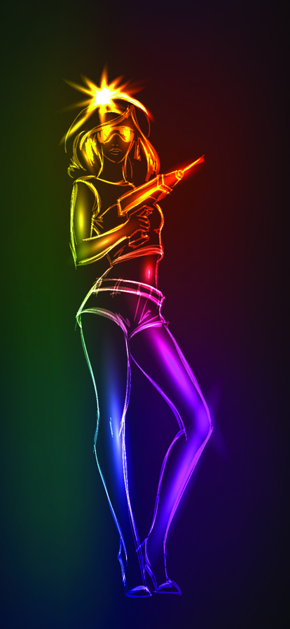 neon model girl drawing 