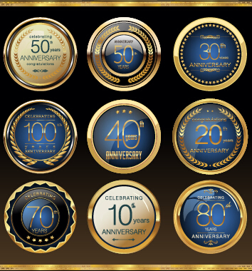 adges anniversary vector material 02 Glass textured badges anniversary vector material 02