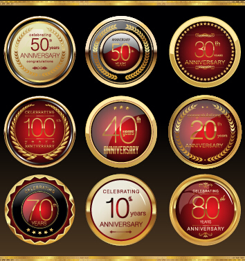 adges anniversary vector material 04 Glass textured badges anniversary vector material 04