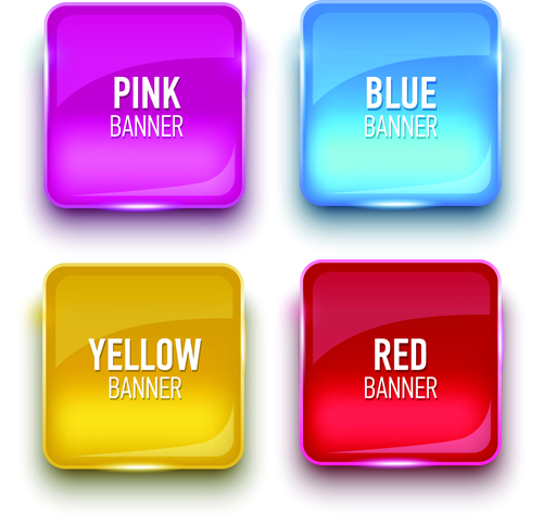 Glass textured color banners graphic vector 04